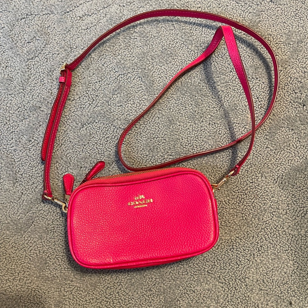 Hot pink Coach crossbody bag